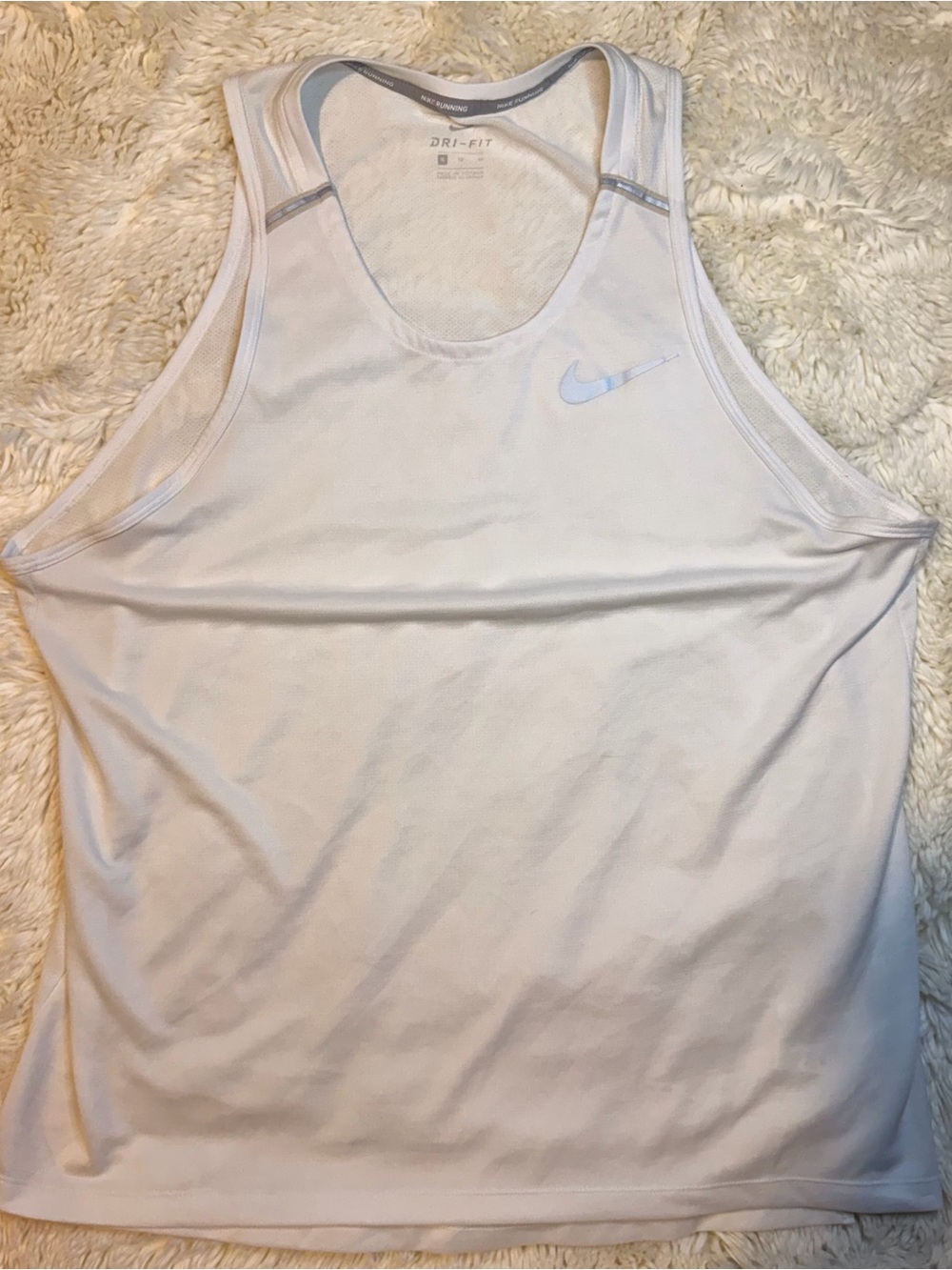 Nike Men’s White Dri-FIT running Tank top size XL